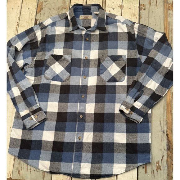 Vintage BIG MAC Workwear Shirt Men Size XL Brown Plaid Button Up Pocket Work 80s - Picture 1 of 12